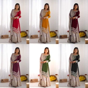 SALWAR KAMEEZ PAKISTANO INDIANO MATRIMONIO FESTA ABITO BOLLYWOOD VESTITO SHARARA - Foto 1 di 65