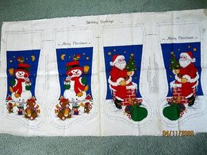 Holiday Stockings panel from Cranston Snowman and Santa - Picture 1 of 1