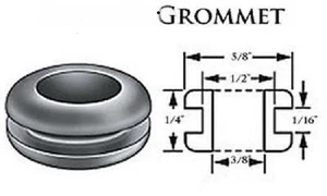 Lot of 50 Rubber Grommets 3/8" Inside Diameter, Fits 1/2" Panel Holes - Picture 1 of 2