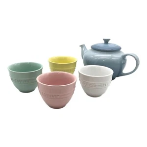Le Creuset Tea Set 1 Tea Pot & 4 Cups Set Stoneware unused No box - Picture 1 of 10