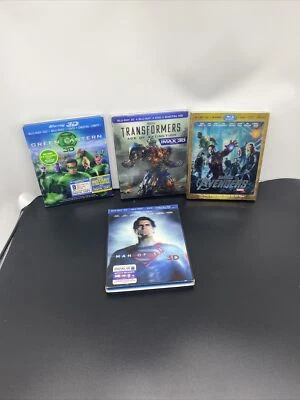 Lot Of 4 Blu-ray 3D W/ Lenticular Slip Cover Marvel ~ DC Comic ~ Transformers - Image 1 of 4