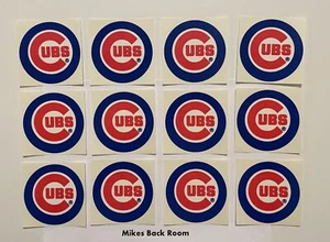 LOTE de 12 calcomanías vintage MLB CHICAGO CUBS Circle Team Logo NUEVAS stock antiguo - Imagen 1 de 3
