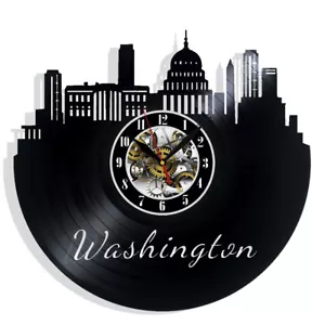 Reloj de pared de vinilo Washington City regalo cumpleaños vacaciones arte hogar habitación decoración - Imagen 1 de 5