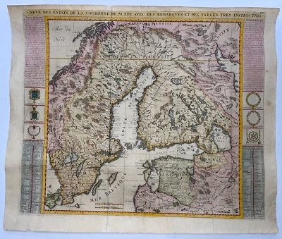 SWEDEN NORWAY FINLAND 1720 HENRI CHATELAIN VERY LARGE ANTIQUE MAP 18TH CENTURY - Image 1 of 4