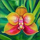 Orchideenfliese Backsplash Micheline Hadjis Blumenkunst Keramik Wandbild MHA005
