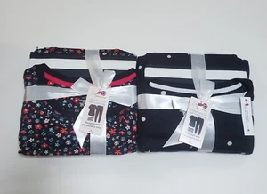 2 Womans Size M Pj Set 3 Piece Black & Blue  - Picture 1 of 11