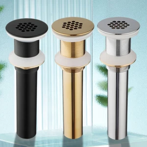Schwarz/Gold/Chrom Badezimmer Pop Up Ablauf ohne Überlauf Waschbecken Becken Gefäß Set - Bild 1 von 28