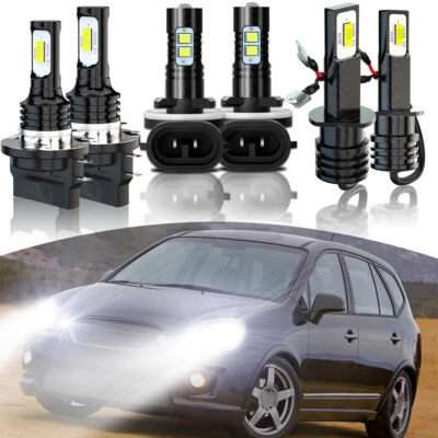 Para Kia Rondo 2007-2008 2009 2010 2011 2012 Faro LED Hi/Lo+Bombillas de Luz Antiniebla Foto 1 de 4