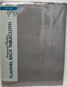 Mantel de vinilo trasero de franela, 52x90" oblongo, diseño tejido de cesta color gris oscuro, ap - Imagen 1 de 5