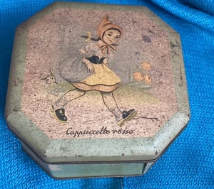 ANTICA SCATOLA DI LATTA SPERLARI “ Cappuccetto Rosso “ RARA VINTAGE - Foto 1 di 7