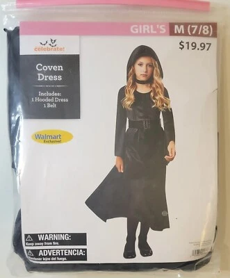 Coven Dress Halloween Costume Outfit Hooded Girls Sz M 7/8 NEW - Image 1 of 4