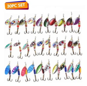 Fishing 30pcs Metal Spinner Fishing Lure Spinnerbait Trout Freshwater Saltwater - Picture 1 of 3