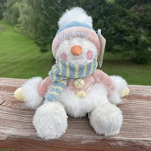 First & Main Christmas Snowman Flakes Plush New with Tags Stuffed Scarf 8” - Picture 1 of 11