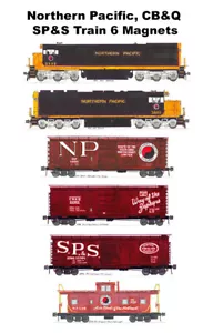 Northern Pacific, CB&Q, SP&S Train 6 magnets Andy Fletcher - Picture 1 of 1