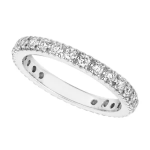 0.75 Carat Natural Diamond Eternity Ring Band G SI 14K White Gold - Picture 1 of 1