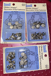 Vintage Scovill Clinton Gripper Decortive Snap Fasteners Buttons Sewing