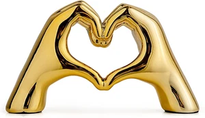Home Decor Gold Heart Hands Sculpture Modern Art Statues Home Decorations - Picture 1 of 11