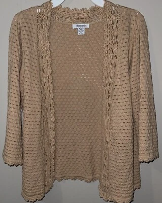 Cárdigan Abierto Hampshire Studio Talla Pequeña PS Tostado Ojales con Borde de Crochet Foto 1 de 4