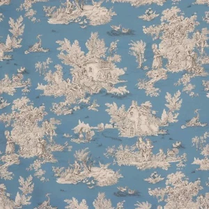 French Pastorale Toile de Jouy Stoff blau doppelte Breite 100% Baumwolle Vorhänge - Bild 1 von 7