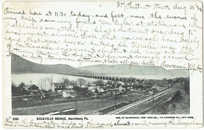 1904 ROCKVILLE BRIDGE Harrisburg PA w/ Livingston scn 323 Stamp GREAT MESSAGE - Image 1 of 2