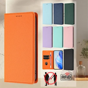 Funda de teléfono de cuero segura RFID con tapa magnética para iPhone 16 Pro 15 16e 14 13 - Imagen 1 de 120