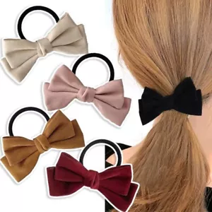 Flocking Fashion Bow Hair Ring Bowknot Hair Accessories Trendy Headwear - Picture 1 of 13