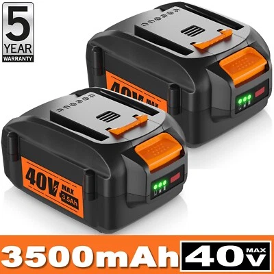 Paquete de 2 baterías de iones de litio WA3580 3,5 Ah para Worx 40 V Max WG180 WG280 WG380 WG580 Foto 1 de 4
