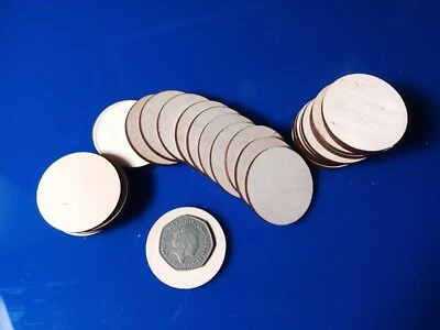 30x 40mm/4cm Wooden CIRCLE Craft Shapes Wood DIY Decoration Disc Plaque  - Image 1 of 3