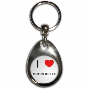 Crocodiles I Love heart Tear Drop Metal Key Ring (43mm x 33mm) - Picture 1 of 2