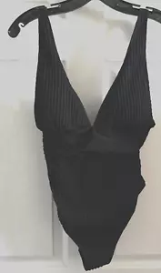 Traje de baño Cupshe negro de una pieza para mujer talla L acanalado - Imagen 1 de 15