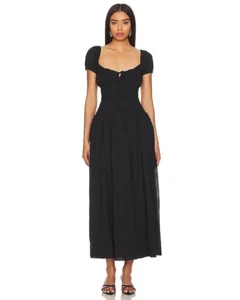 FREE PEOPLE FEELING BONITA ABITO MIDI NERO TAGLIA L NUOVO CON ETICHETTE PREZZO DI LISTINO £98 - Foto 1 di 3