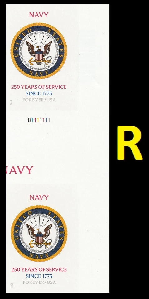 US 6004a Navy 250 Years imperf NDC horz gutter plate pair R MNH 2025 - Image 1 of 1