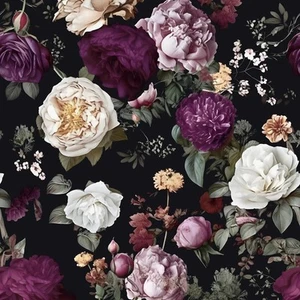 Black Floral Wallpaper Peel and Stick Gothic Floral Vinyl Wallpaper Colorful ... - Picture 1 of 8