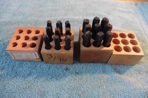 Vintage Paar Stahl nummerierte Locher Sets 3/16" & 3/8" in Holzkiste - Bild 1 von 11