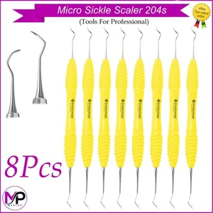 X8 Sichel Scaler 204S Dentalhygiene Werkzeug mit robusten gelben Griff Instrumenten - Bild 1 von 1