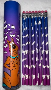 Vintage 1998 Cartoon Network Scooby Doo Federmäppchen Etui und 8 Bleistifte Augen BG1 - Bild 1 von 8