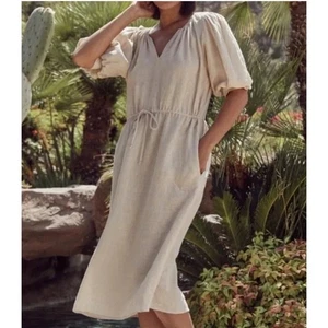 Velvet by Graham & Spencer Beige Bali Woven Linen Dress Small - Picture 1 of 8