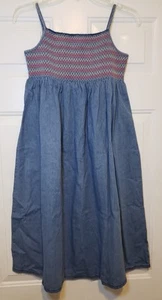 NWOT Girls HANNA ANDERSSON Sleeveless Denim Sun Dress Embroidered, sz 140 cm - Bild 1 von 2