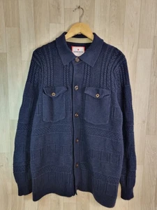 Joe Brown's Large Chunky Knit Navy Blue Mens Cardigan Knitted Jacket - Picture 1 of 11