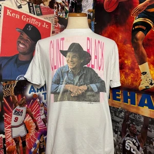 Vintage 90s Clint Black T Shirt Country Music Fan White Fruit of the Loom Gr. XL - Bild 1 von 6