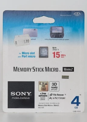Genuine SONY 4 GB Memory Stick Micro Mark 2 New Card - Image 1 of 4