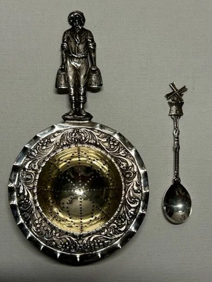 Silber 800er Teesieb und Teelöffel Antik aus Familienbesitz / 2 schöne Stücke - Bild 1 von 4