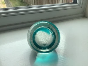Stunning Art Glass Caithness Scotland Aqua Blue Millennium Doves Paperweight - Picture 1 of 5