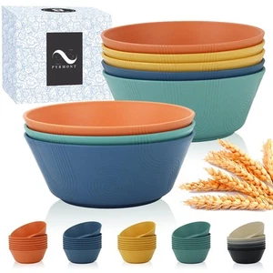 36 OZ Cereal Bowls Wheat Straw Bowls Set of 8 Large Bowls Reusable Soup Bowls... - Picture 1 of 7