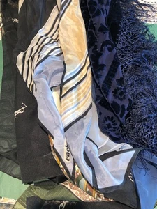 Lot of 5 Designer Silk Scarves Scarf YSL, AS Italian, Cacharel, Piano Scarf + - Picture 1 of 14