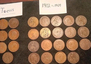 26 1902-1919 British Pennies In Good To VF+ Condition. Very Nice For Collectors - Picture 1 of 5