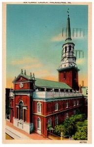 1940s Christ Church Philadelphia PA Vintage Linen Postcard Postmarked - Picture 1 of 2