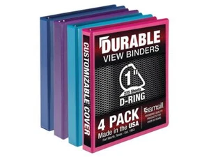 Samsill Durable View Binders 3 D-Ring Assorted Color 4 Pack (MP46439) - Picture 1 of 5