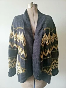 Coldwater Creek Cardigan Multicolor Open Front Cotton Blend Knit Southwestern M - Picture 1 of 8