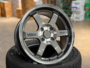 New 15x7 D1 TE37 OG Design (4 Wheel) 4x100 fit HONDA TOYOTA MAZDA Gun Metal - Picture 1 of 12